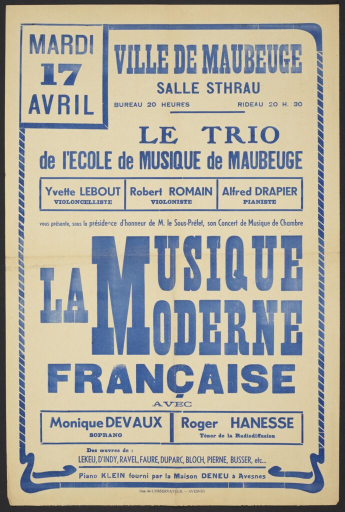 Affiche du concert de l'école de musique de maubeuge
